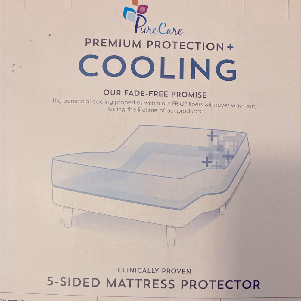 NEW Purecare Frio ❄️ 5-Sided Cooling White Mattress Protector (FULL) 🛏️